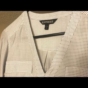 EXPRESS small soft polka dot work pocket blouse